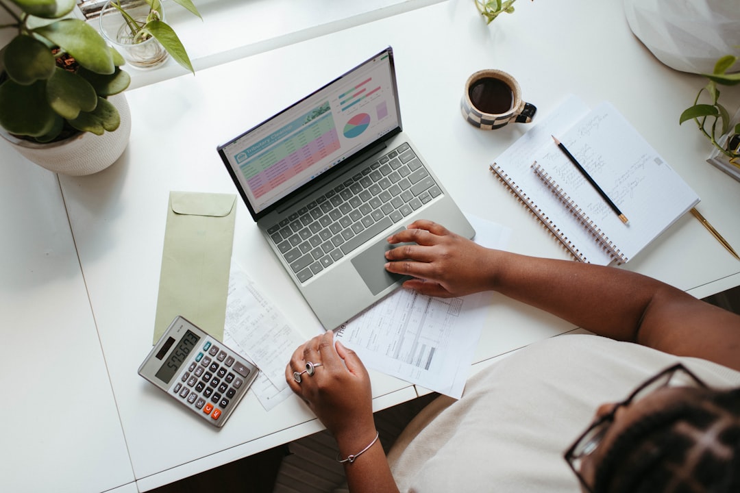 Business owner reviewing financial projections