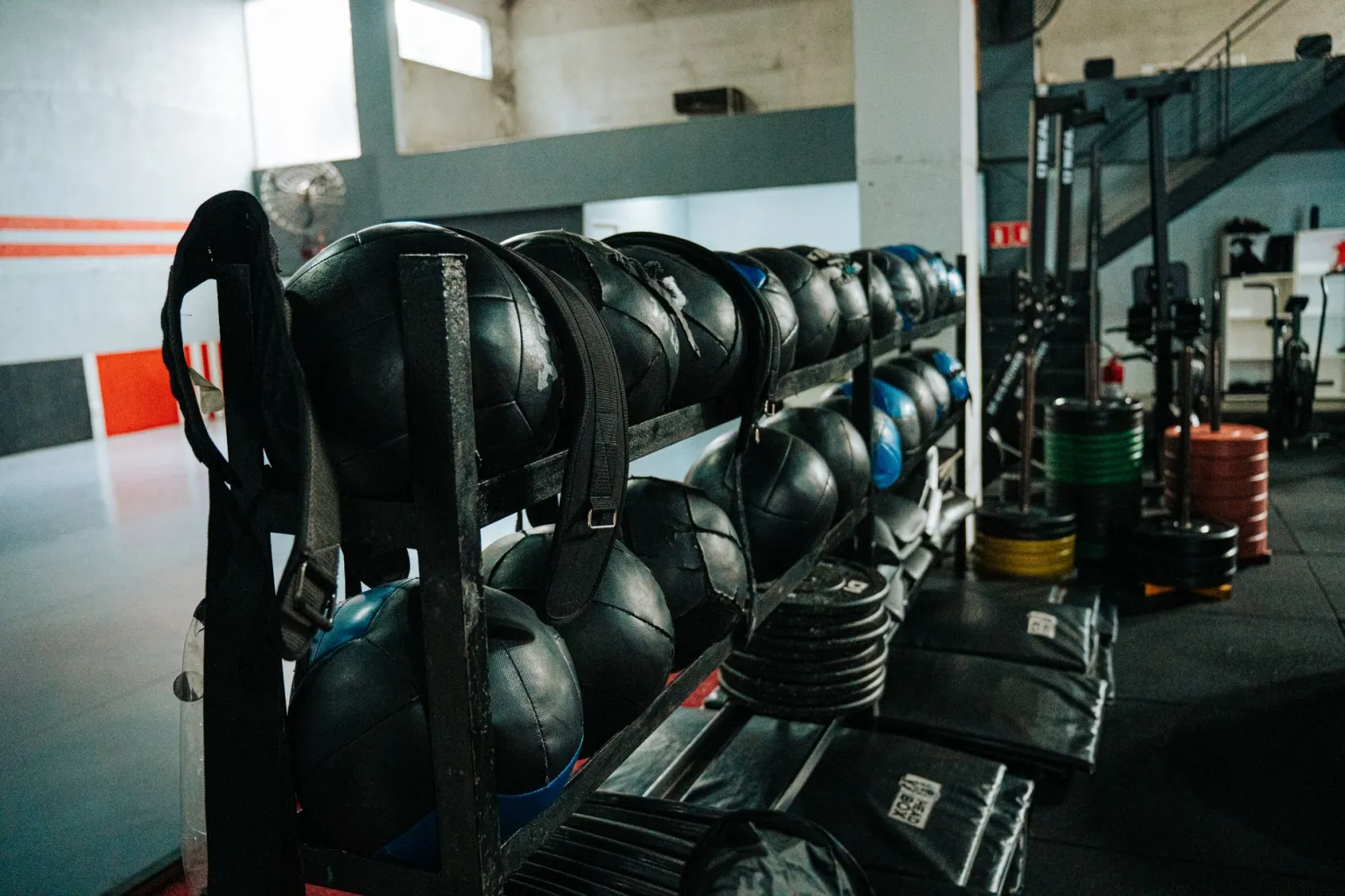 Functional training zone with battle ropes and kettlebells in a modern gym