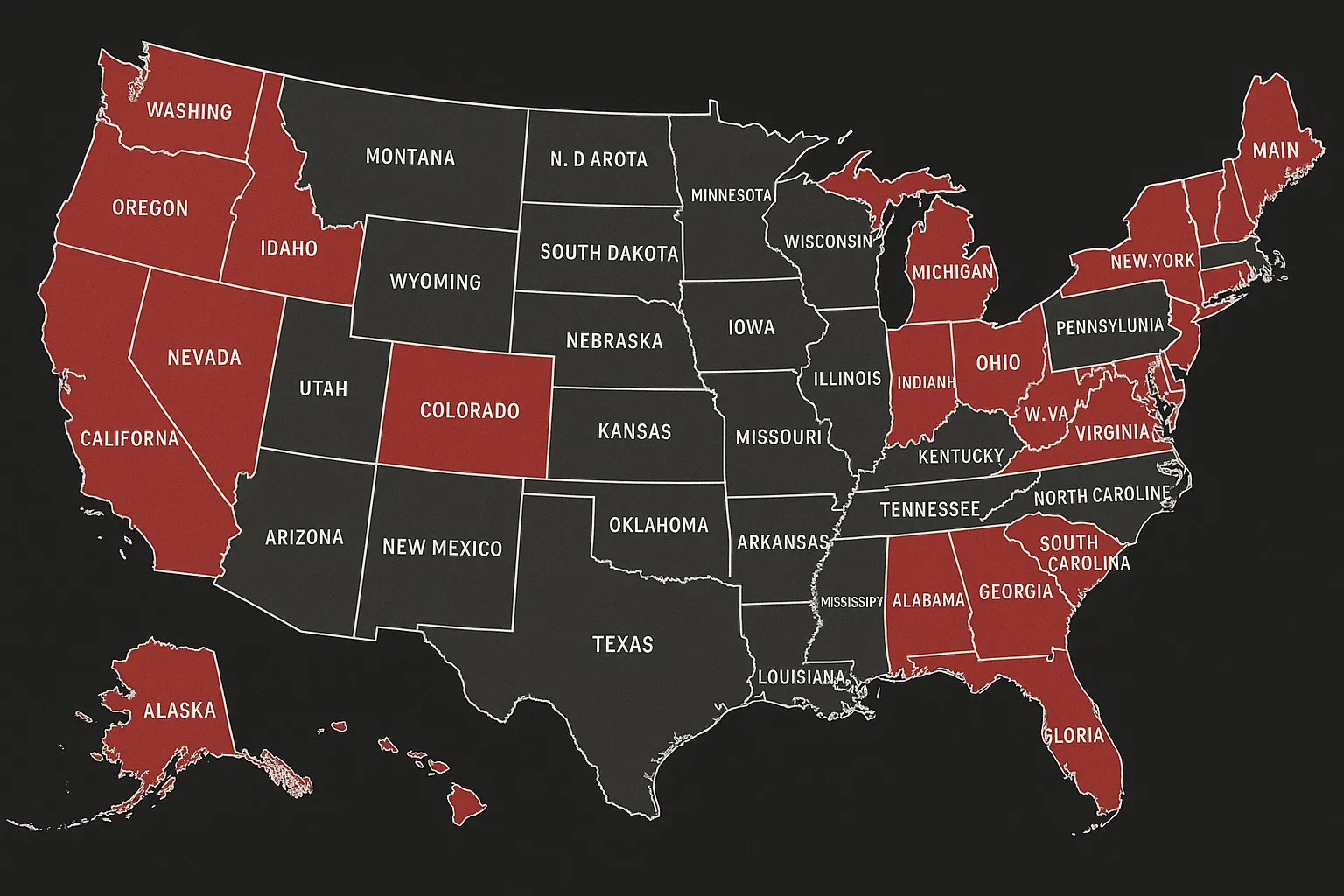Map of the United States color-coded by state gym contract regulatory strictness
